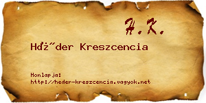 Héder Kreszcencia névjegykártya